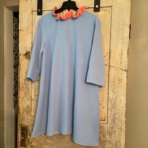 Tuckernuck shift dress with ruffled tie neckline